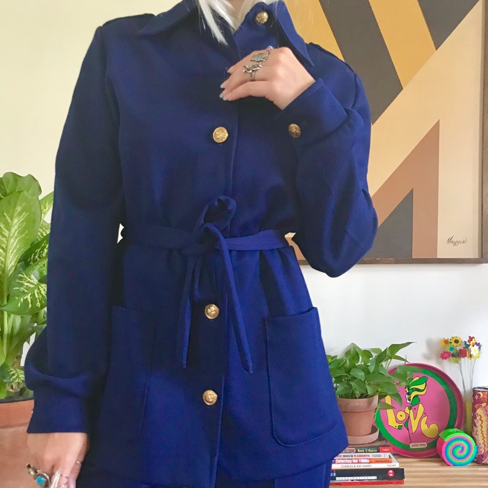 Vintage 70s coordinating pat suit 3 piece set M/L - Picture 3 of 8